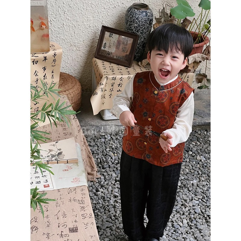 男童中秋节汉服儿童秋装2025新款新中式唐装宝宝高端时尚帅气套装|undefined