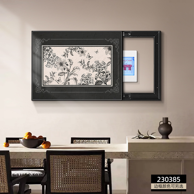 电表箱装饰画法式复古配电箱电闸箱遮挡挂画免打孔家用高级感壁画|undefined