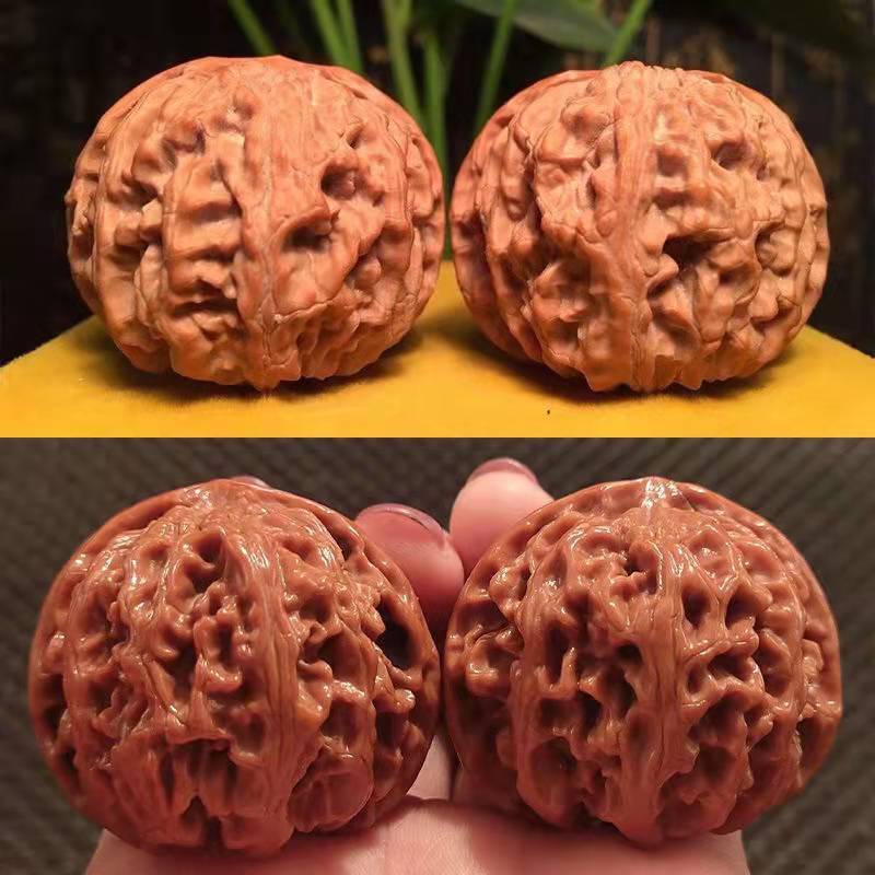 文玩くるみの屋台、文玩くるみの手元飾り、マッチングするキリン模様の練習用くるみ|undefined