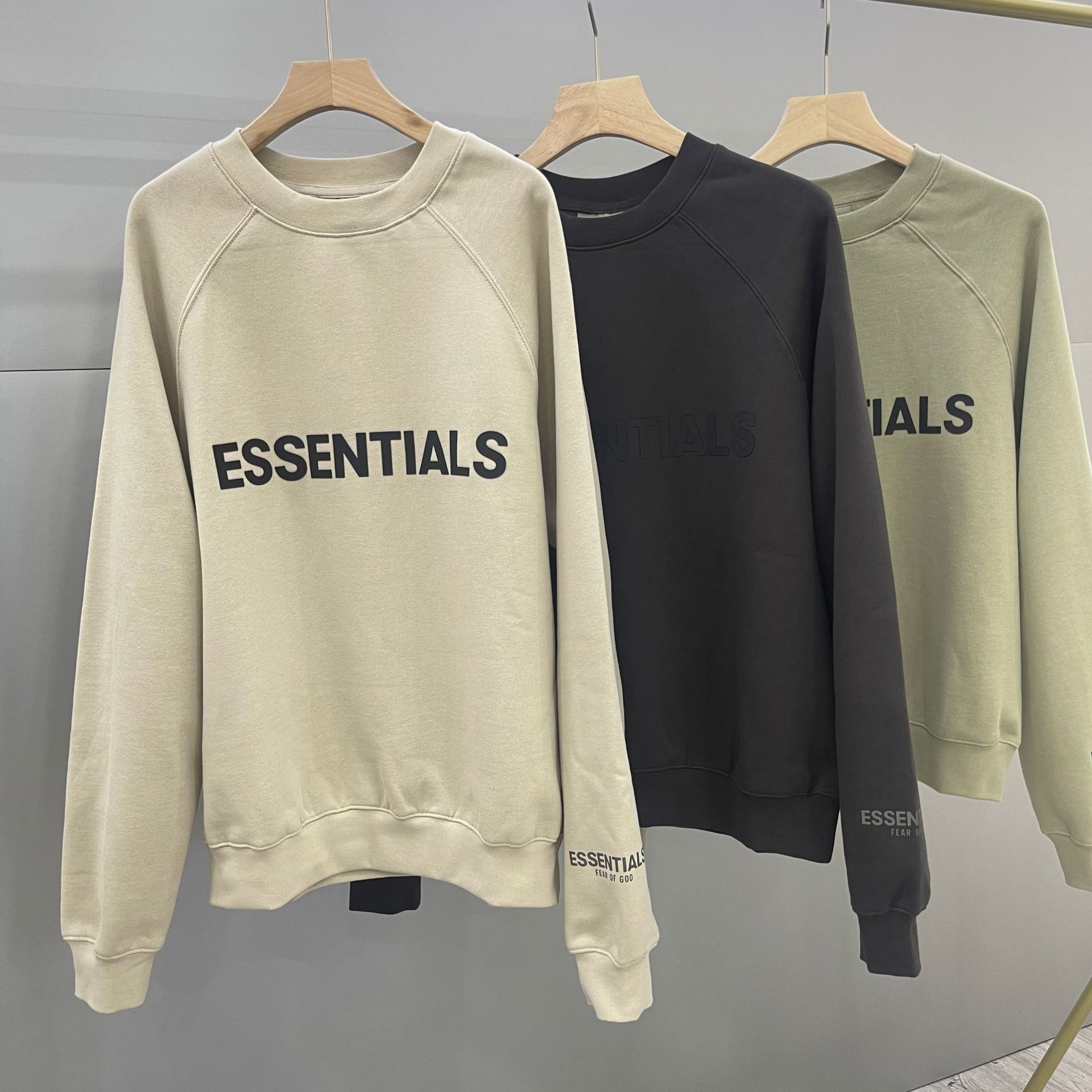 FEAR OF GOD FOG multi-thread ESSENTIALS Sudadera holgada americana con cuello redondo y forro polar, versátil para primavera para hombre