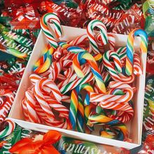 七彩糖果圣诞节创意彩虹迷你小拐杖棒棒糖水果硬糖儿童网红糖批发