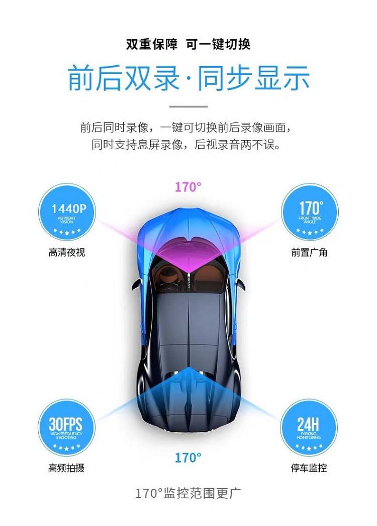 Car-mounted streaming media dashcam 4K HD 1080P full-screen touch smart BSD blind spot warning rearview mirror