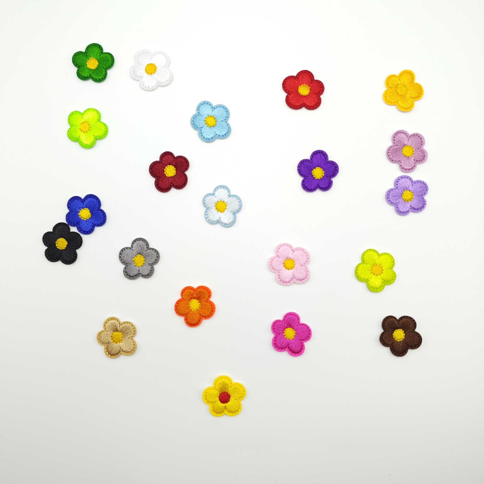 21 colors mixed batch, flower embroidery hot melt adhesive patches, garment factory accessories, rhinestone patches, iron-on patches, wholesale pack