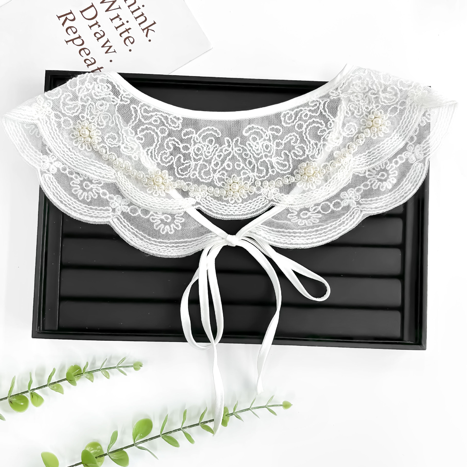 Dolce cuello de encaje blanco con grapas exquisitas con lazos, chaqueta de verano delgada, diseño de falda sin mangas image 5