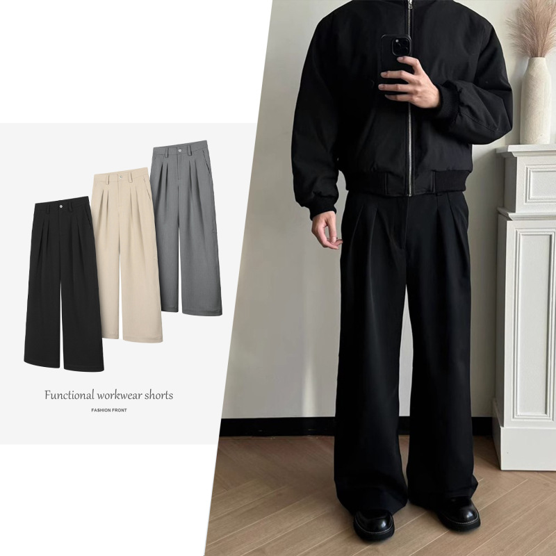 [CSMY] DESERTO Foundation Three-dimensional Double Pleat A- shaped Loose Draped Casual Commuter Pants Casual Pants
