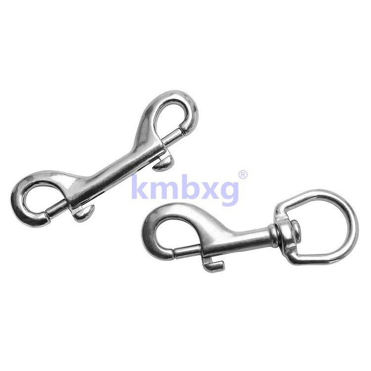 304不锈钢单头钩 双头P钩潜水狗链头宠物链条万向旋转弹簧扣挂钩