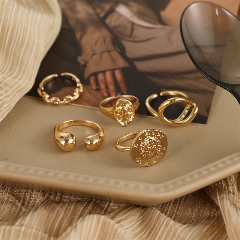 Plating Design Simple Style Geometric Alloy Plating Women's Open Rings