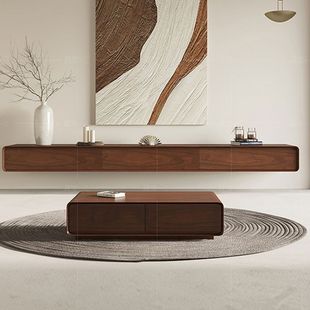 Suspended Solid Wood Wall-Mounted Tv Cabinet Small Apartment Narrow Suspended Ultra-Thin Hanging Wall-Mounted Minimalist Hanging Cabinet Tv Cabinet