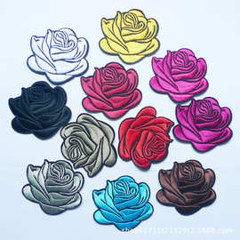 玫瑰花布贴刺绣补丁贴布月季花补贴熨烫补衣贴酒店桌布贴花补贴