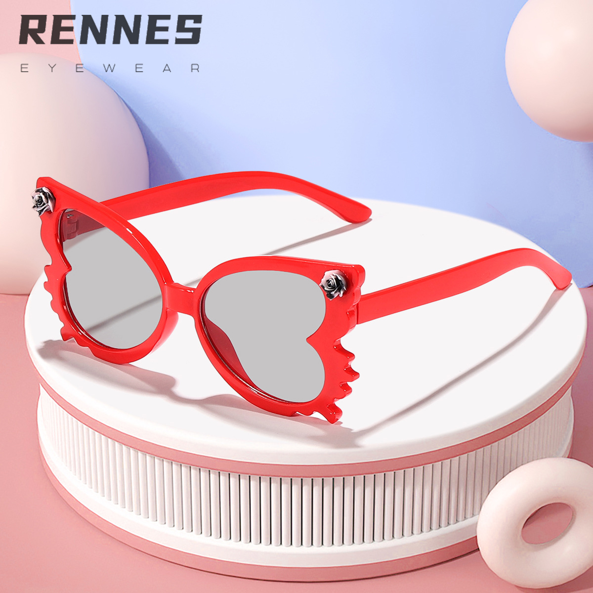 Marco de mariposa transfronterizo para niños Accesorios de rosas Gafas de sol para niños y niñas Moda callejera Gafas de sol Sunglasses