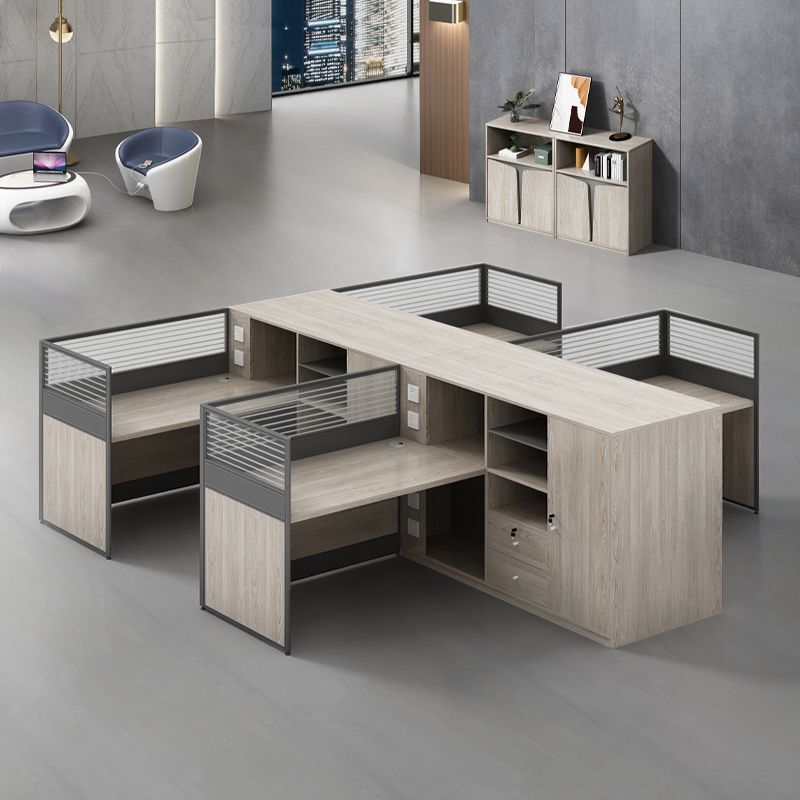Office Staff Desk, Financial Office Desk, Simple Modern Staff Workstation, 246 Double-Seat Partitioned Desk Combination