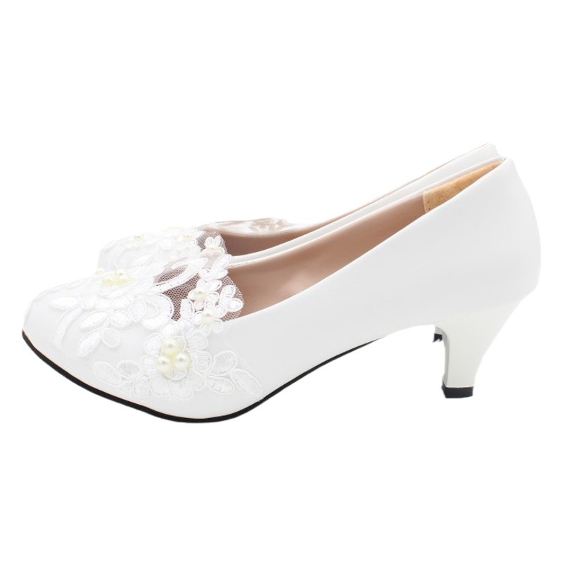 Xingchenmao, Comercio Exterior, Zapatos de Tacón Alto Planos para Novia, Talla Grande, Color Blanco, Zapatos de Dama de Honor, Suministro del Fabricante