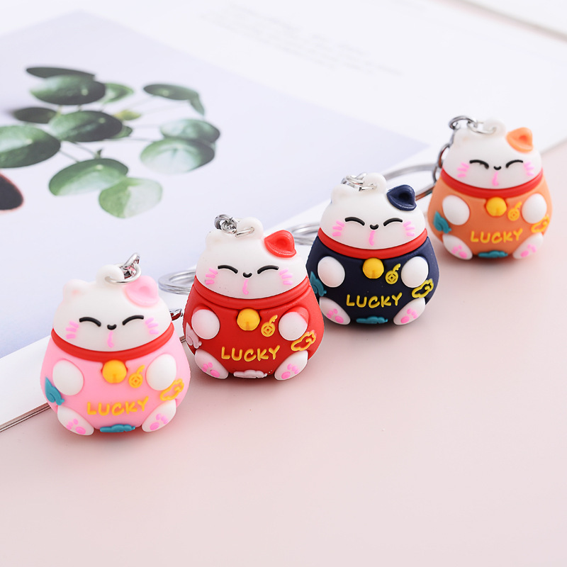 Korean Version of Epoxy Bring in Wealth and Treasure Cat Keychain Bag Creative Three-Dimensional Cartoon Pendant Car Pendant Spot Wholesale Korean Version of Epoxy Bring in Wealth and Treasure Cat Keychain Bag Creative Three-Dimensional Cartoon Pendant Car Pendant Spot Wholesale