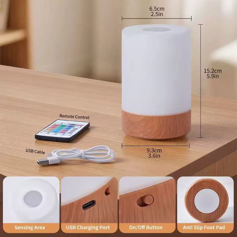 Wood Grain Remote Control Night Light Bedroom Bedside Atmosphere Light Touch Dimming Colorful Night Light Creative Desk Lamp Eye Protection Lamp Wood Grain Remote Control Night Light Bedroom Bedside Atmosphere Light Touch Dimming Colorful Night Light Creative Desk Lamp Eye Protection Lamp