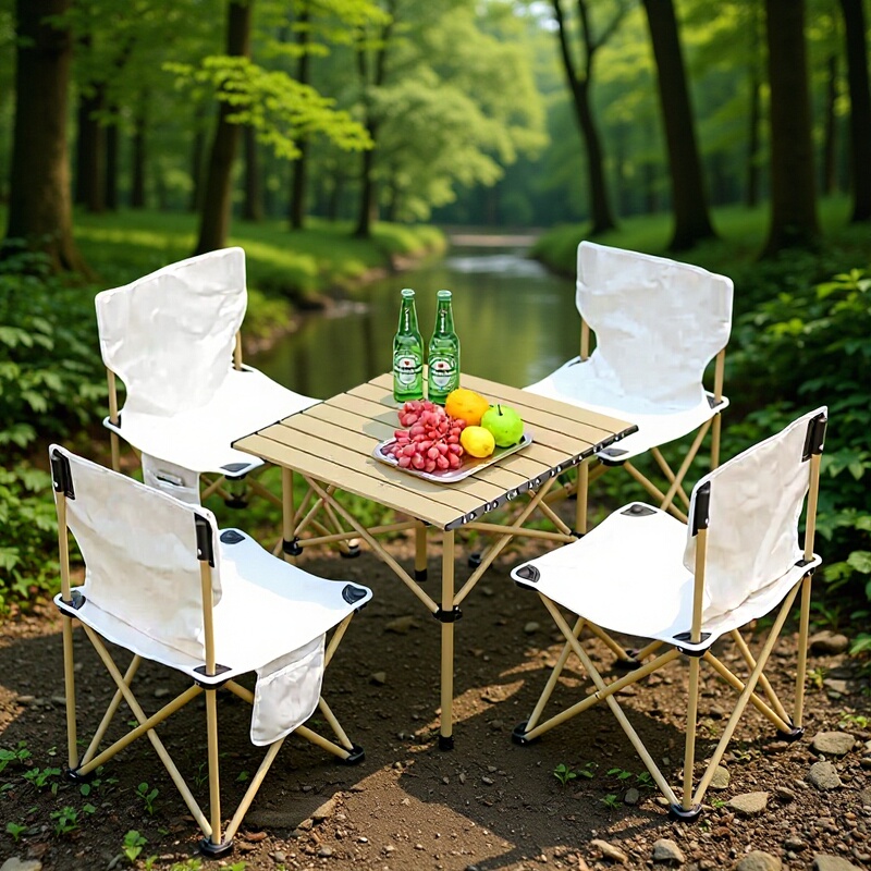 Outdoor Folding Tables and Chairs Carbon Steel Portable Camping Table and Chair Set for Outdoor Leisure Camping Equipment Outdoor Folding Tables and Chairs Carbon Steel Portable Camping Table and Chair Set for Outdoor Leisure Camping Equipment