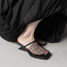 韩版休闲增高显瘦镂空包头半拖鞋夏季新款小个子显高百搭罗马凉拖