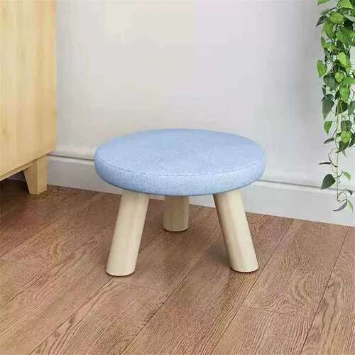 Round Fabric Shoe Bench, Household Small Mushroom Bench, Stylish Sofa Small Round Bench, Washable Printed Wooden Pedal Bench