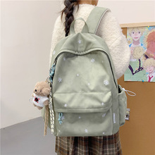 书包初中女高中生雪花刺绣日系睿营感背包大学生大容量双肩电脑包