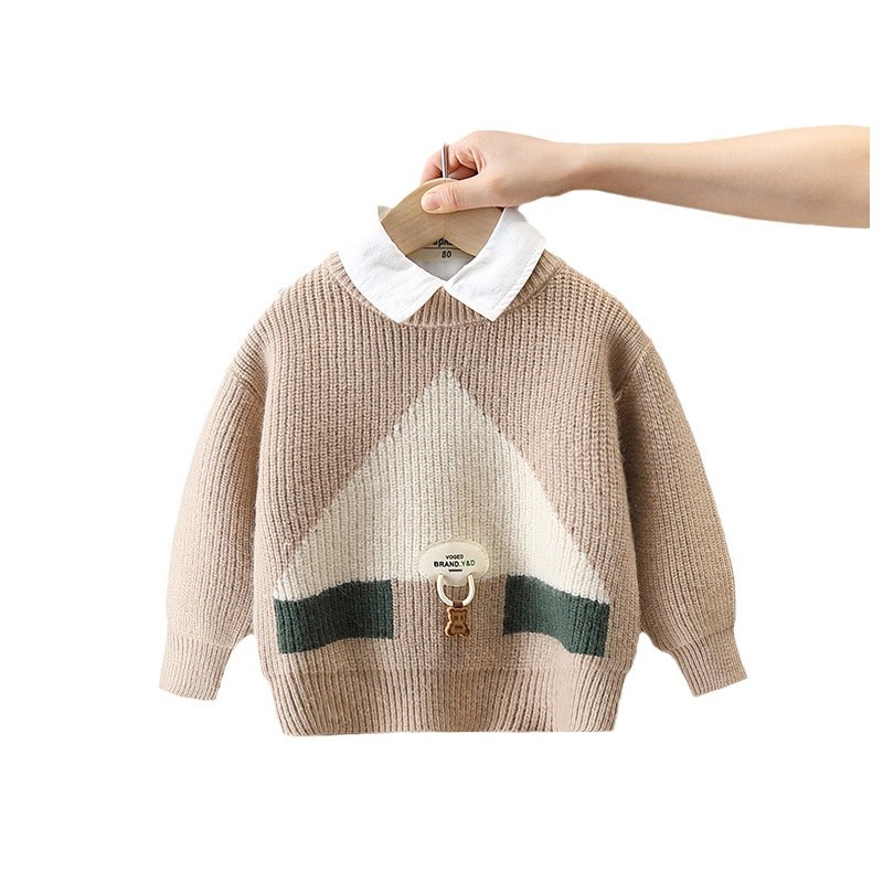 6516 suéter de cuello redondo para niños 2025 nuevo estilo estilo occidental niño a finales de otoño ropa coreana suéter de punto estilo otoño e invierno moda