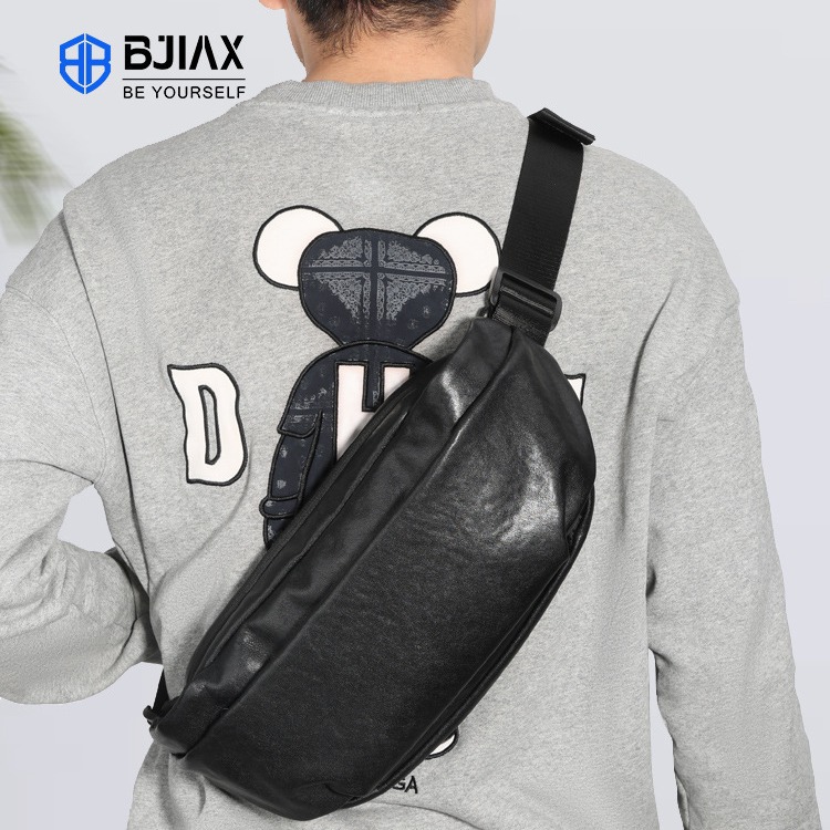 Cross-Border Wholesale Men's Genuine Leather Chest Bag, Large Capacity Crossbody Shoulder Bag, Vegetable-Tanned First-Layer Cowhide Backpack with a High-End Feel