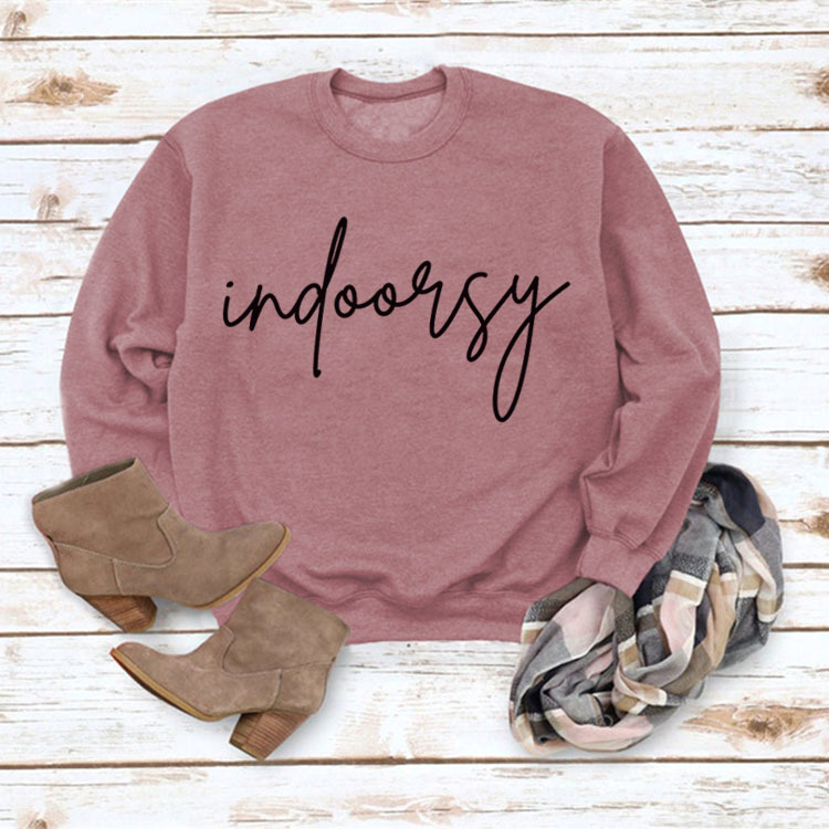 Indoorsy en stock Jersey cuello redondo europeo y americano Top manga larga impresa suelta simple suéter transfronterizo Comercio exterior al por mayor