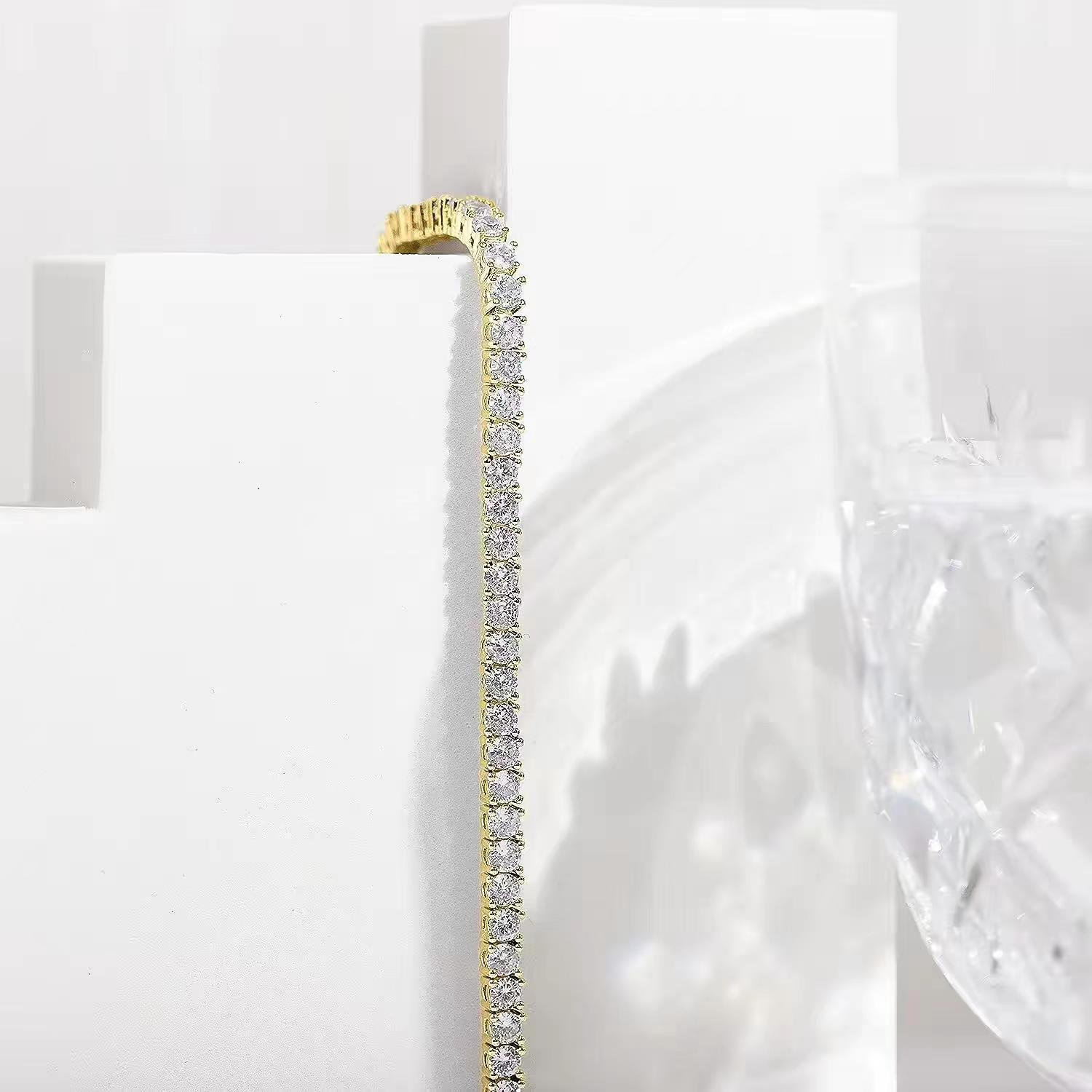 All Seasons Season Women's Gender Inlay Design Wholesale Jewelry Vacation Simple Style Solid Color Copper Zircon Inlay Bracelets Tennis Chain