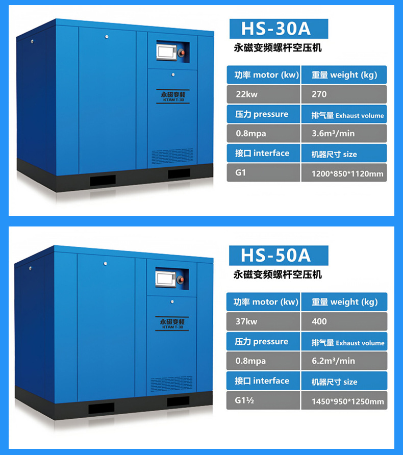 Air Compressor Industrial-Grade Oil-Free Silent Air Compressor Screw-Type Permanent Magnet Variable Frequency Air Compressor Air Pump Air Compressor