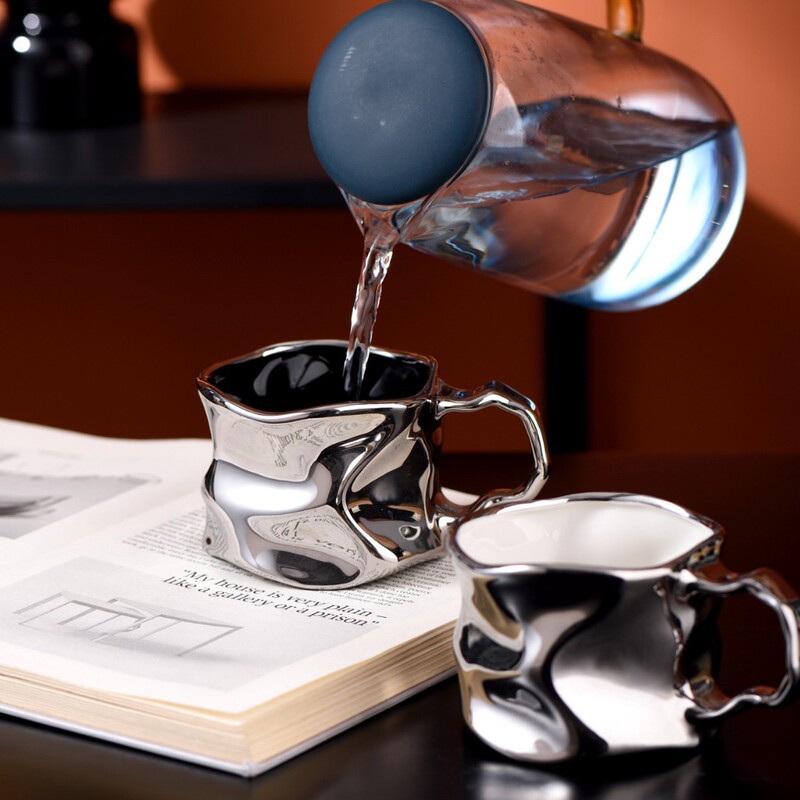 Creative Ceramic Mug with Embossed Stone Pattern, Coffee Cup, Household Water Cup, High Aesthetic Value, Couple's Gift, Drinking Cup