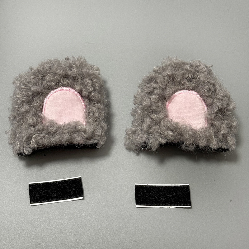 Motuoche – Ski Helmet Decoration Auto Parts and Accessories - curly-bear-gray-1-pair