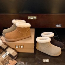 2025新款冬季加绒加厚牛皮版卷毛小土豆雪地靴女防寒保暖棉靴百搭