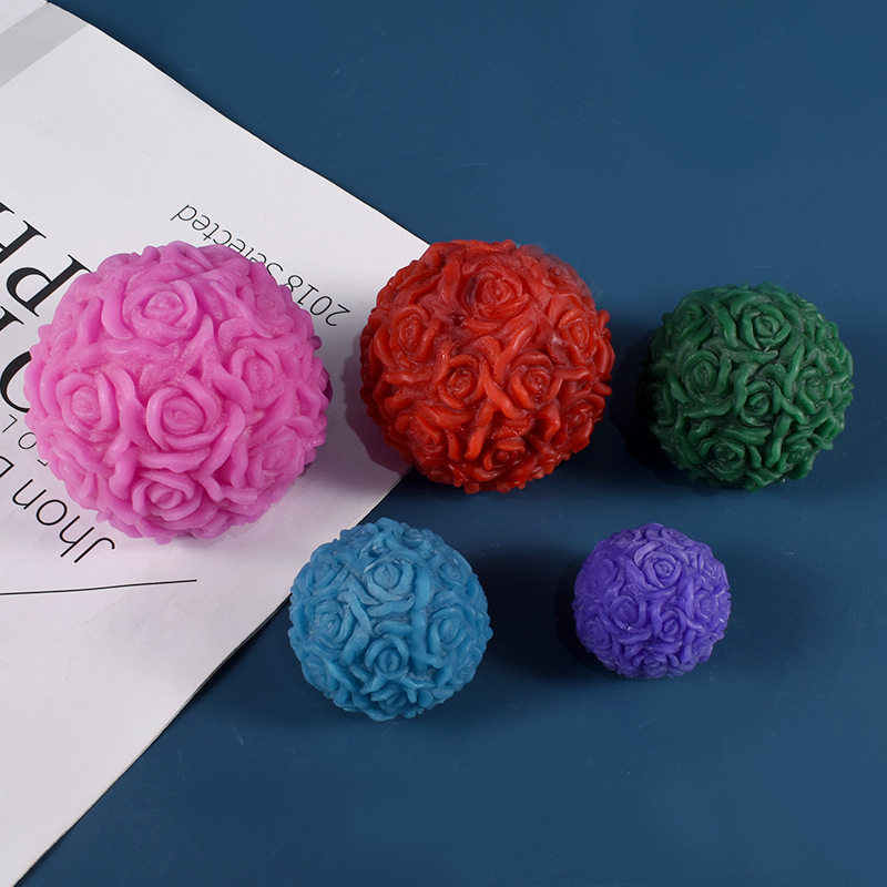 Multi-especificación DIY ronda de cristal resina epoxi Rose Ball vela Mesa Redonda de bolas de silicona molde de aromaterapia molde