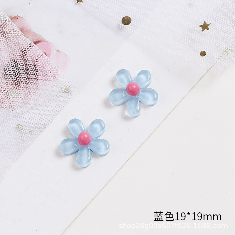 キャンディーカラーの五葉の花の小さな diy 樹脂ジュエリーアクセサリークリーム接着剤手作りヘアピングリッパーヘアバンドアクセサリー材料|undefined