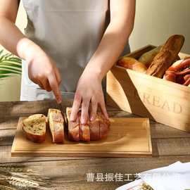 跨境木质带砧板盖面包容器面包食品木制收纳盒台面蛋糕面包盒