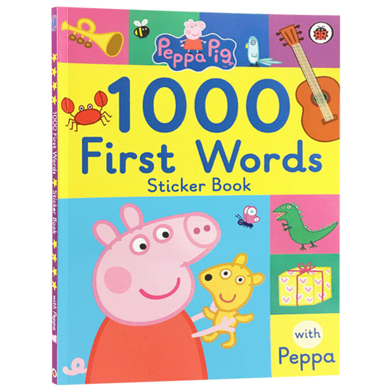 小猪1000单词趣味贴纸游戏书英文原版绘本Peppa 1000 First Words