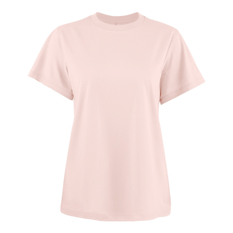 周遊春と夏の新しいアメリカン PIMA ピマコットン女性の半袖ヨガウェア Tシャツスポーツウェアフィットネスウェアルーズ|undefined