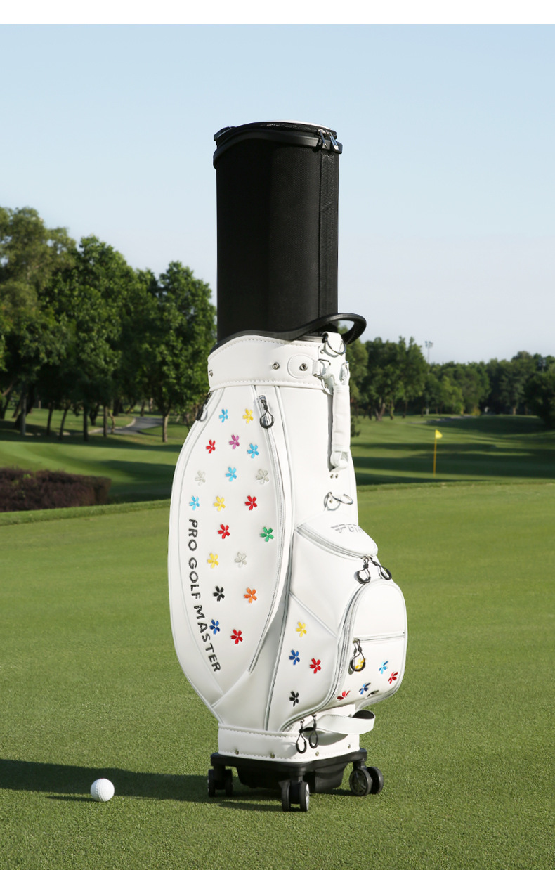 Túi golf PGM bốn bánh đẩy phẳng, thiết kế hoa thêu, kích thước 127×25×29 cm — Qb138-trắng (giao hàng che mưa), QB138-Đen (giao hàng che mưa) chi tiết 11