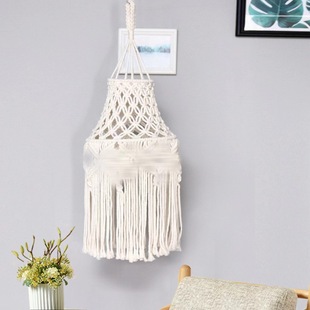 Cross-Border Bohemian Woven Lampshade Long Tassel Retro Decorative Light Frame Bedroom Modern Simple Cotton Rope Chandelier