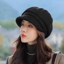 八角帽子女秋冬季加厚保暖护耳贝雷帽时尚百搭韩版日系文艺显脸小