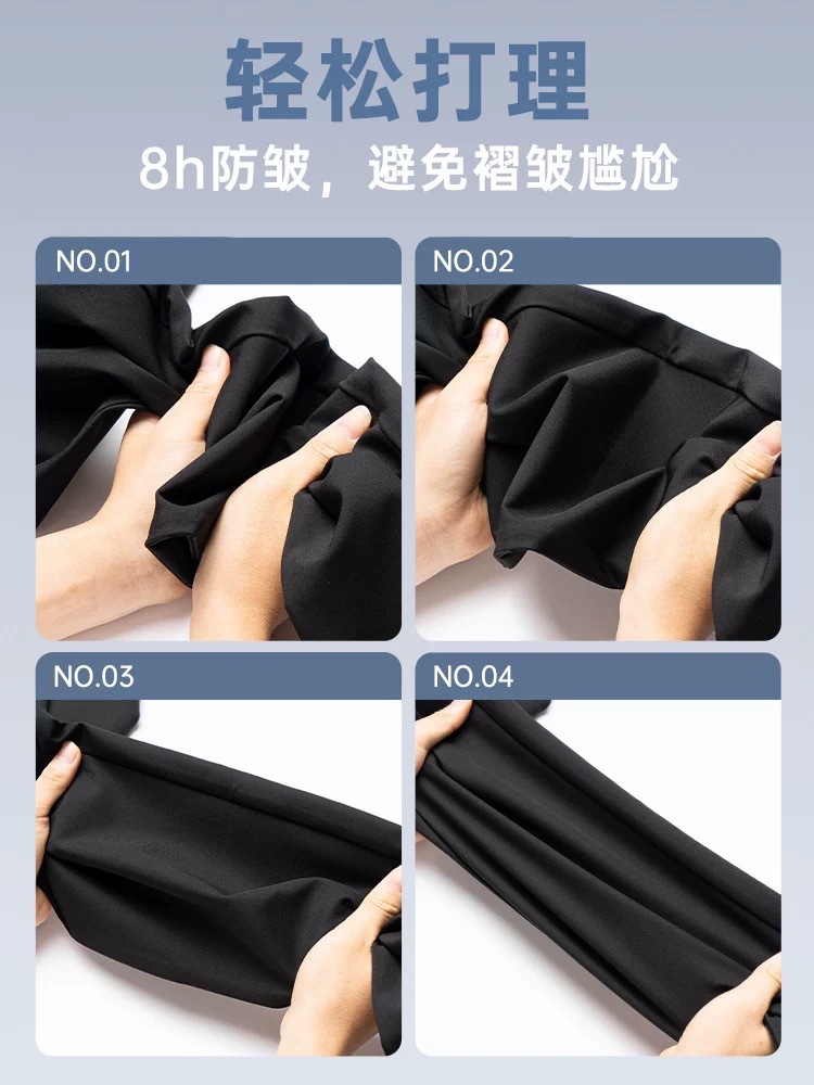 Quần tây nữ ống đứng cạp cao lụa đá mát mùa hè — đen