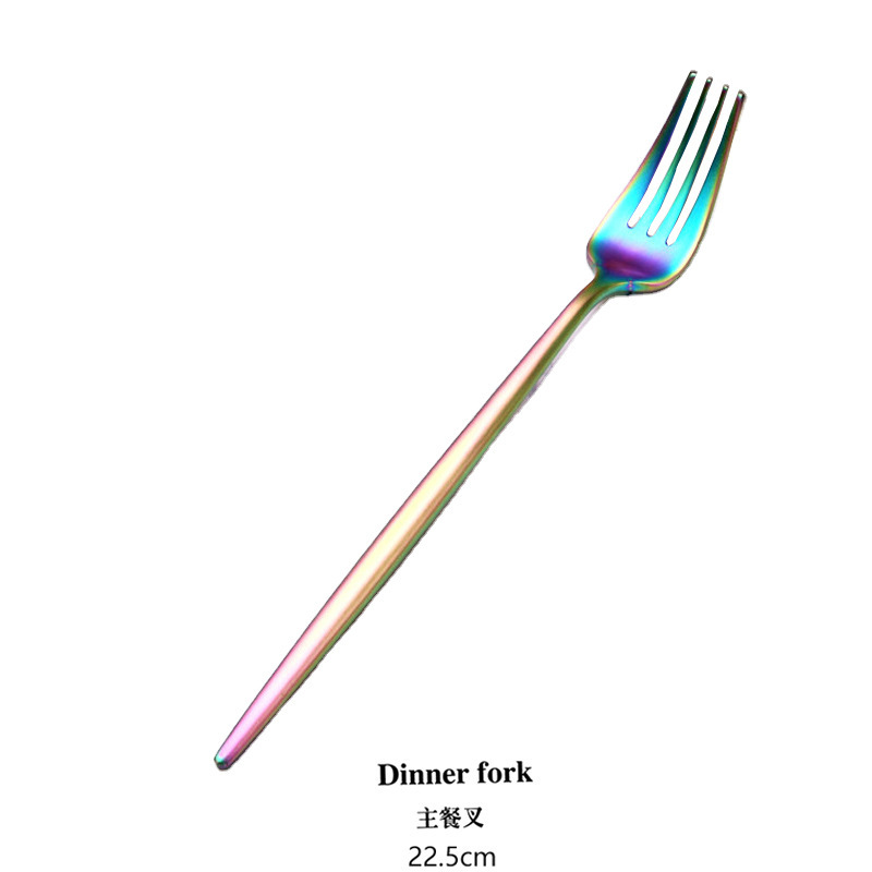 304 de acero inoxidable vajilla portuguesa cuchillo, tenedor y cuchara de cuatro piezas chapada en oro cuchara Nordic comida occidental traje de filete de oro negro