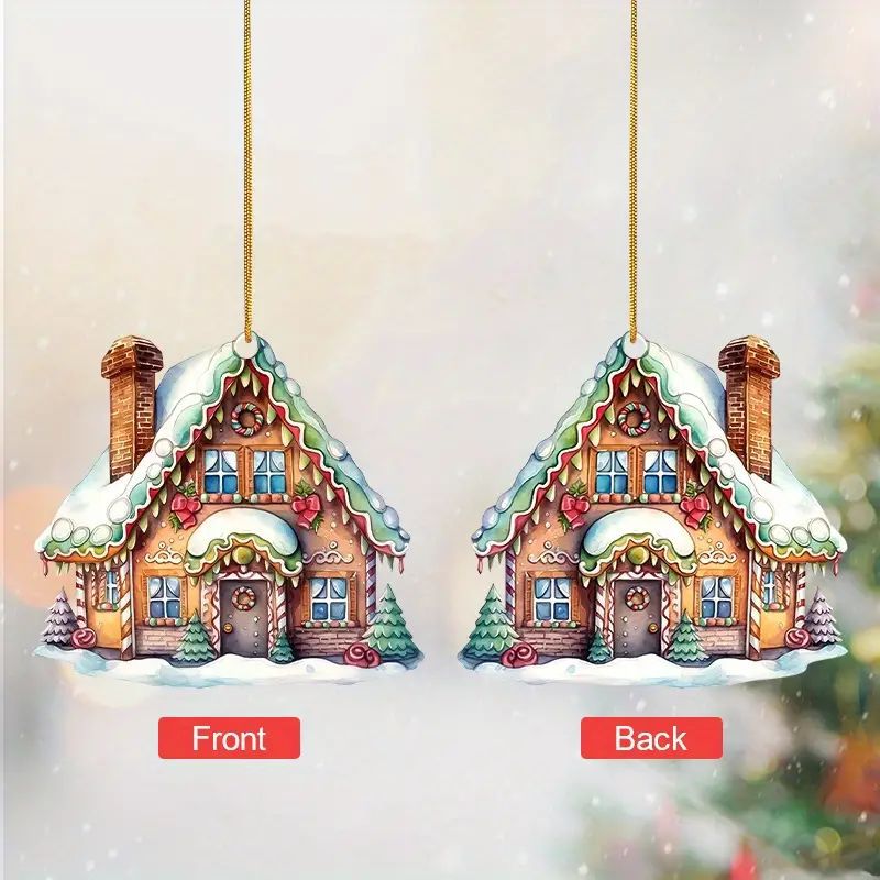 Navidad nueva casa de azúcar de vacaciones colgante acrílico plano transfronterizo decoración interior de automóviles colgante llavero