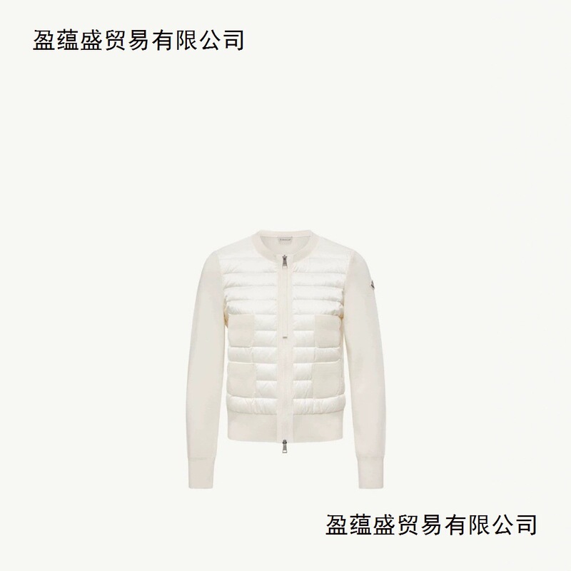 M25 New Style Men's and Women's Stand-Collar White Wool Knit Patchwork Lightweight down Jacket Soft Duck down Cardigan Coat