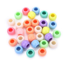 亚克力大孔珠马卡龙色塑料圆珠桶珠实色珠 包鞋服串珠diy饰品配件