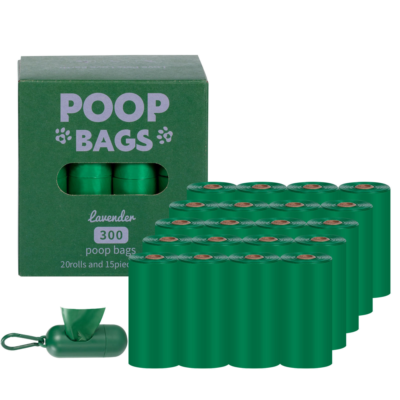 Nuevo medio ambiente biodegradable bolsa de basura de mascotas bolsa de basura distribuidor de bolsa de heces OPP caja de cabeza de fijación empaquetada bolsa de heces