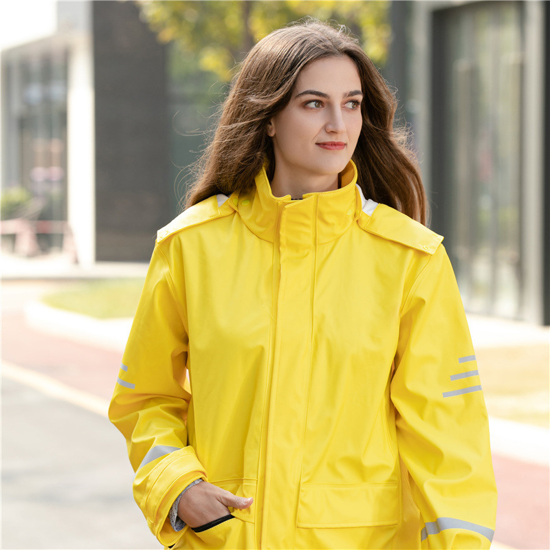 【】Pu Waterproof Raincoat, Fashionable Slim Fit, Windproof, High-Visibility Reflective Safety Rainwear, Thickened for Hiking and Trekking 【】Pu Waterproof Raincoat, Fashionable Slim Fit, Windproof, High-Visibility Reflective Safety Rainwear, Thickened for Hiking and Trekking