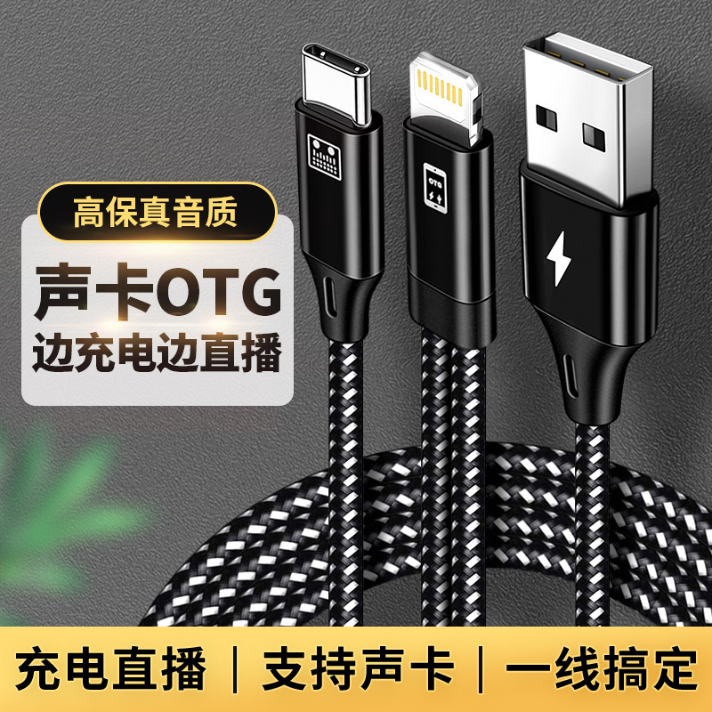Applicable to Apple Android OTG Line TYPE-C Side Charging Live Cable Support so8 Aikensen Sound Card Cable