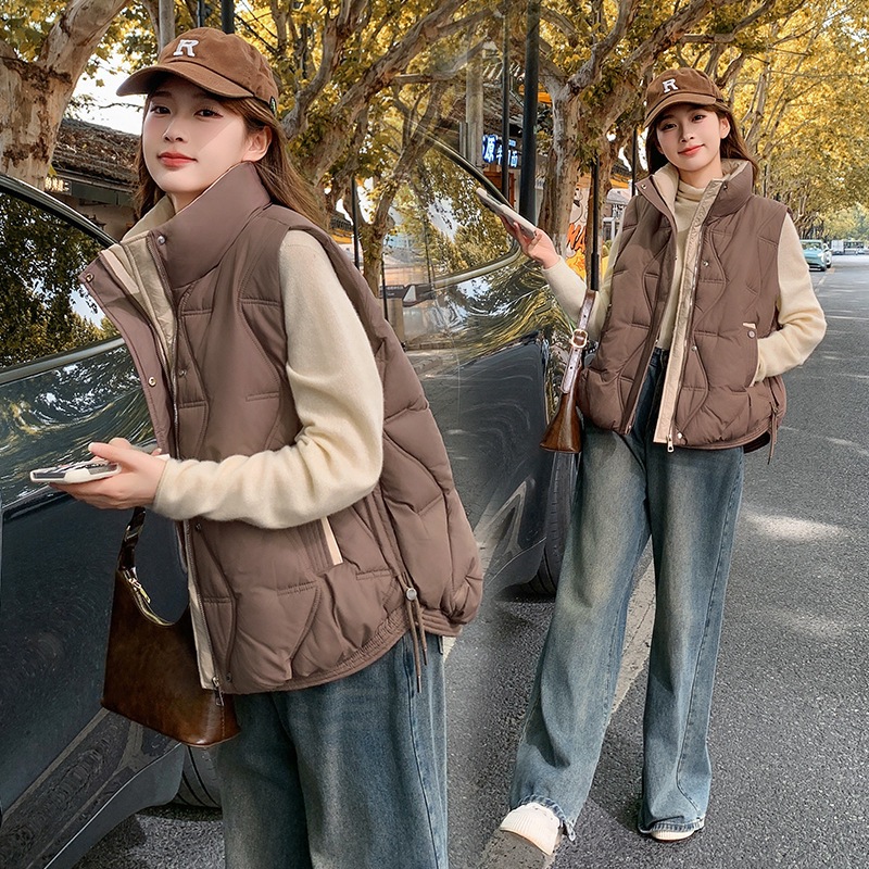 2025 comercio exterior algodón cálido chaleco de invierno de otoño nuevo chaleco cálido casual ligero abrazadera de caballo abrigo de cuello vertical
