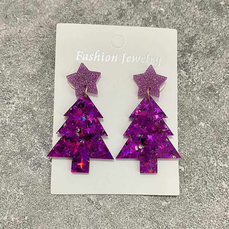 国境を越えたクリスマスツリーのイヤリングが輝いているアクリルがファッション的なイヤリングをつなぎ合わせて欧米の祝日insが流行しているアクセサリーの新製品|undefined