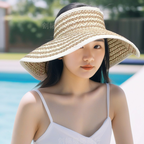 2025 Summer UV Protection Women's Wide Brim Face Covering Breathable Foldable Open Top Sun Hat