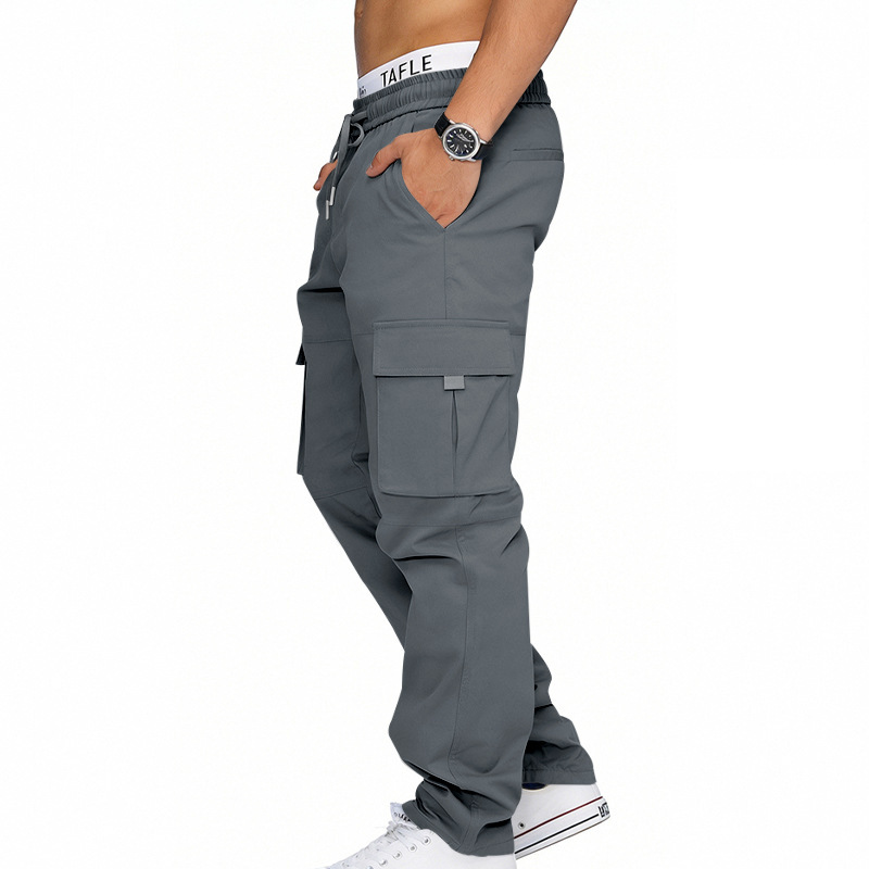 Men's Clothing Men's Casual Trousers Loose Fit Multi Pocket Cargo Pants Patchwork Straight Leg For Formal & Casual_viptrois.com